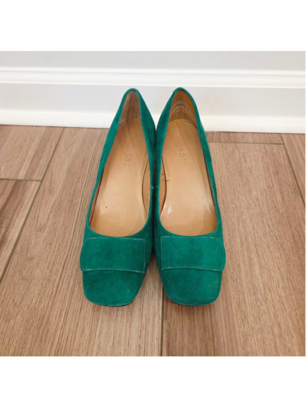 Talbots Green Suede Block Heel Pumps Size 7.5AA
